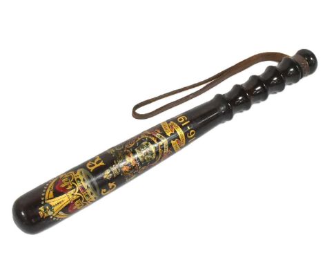 A WWI First World War Rochdale Special Constabulary Police baton / truncheon. Hand painted with GR cypher and Rochdale coat o