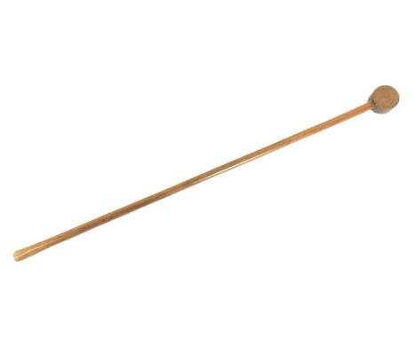A vintage South African Zulu tribal prestige knobkerrie staff with a flat-sided circular head. Measures approx 78cm.