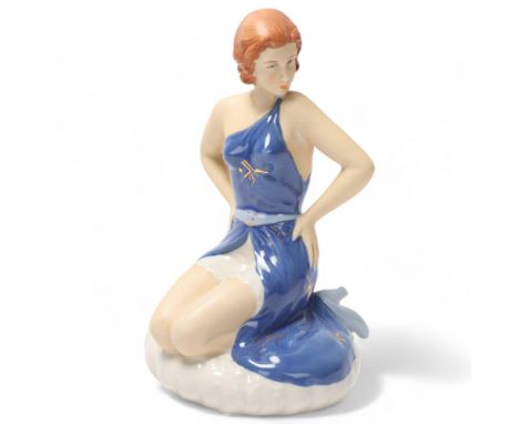 Royal Dux Art Deco porcelain kneeling girl, height 16cmGood condition, no chips cracks or restoration 