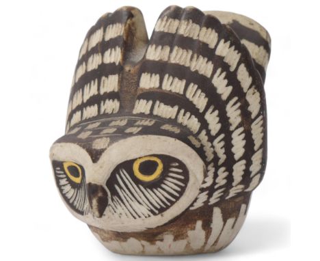 STIG LINDBERG and EDVARD LINDHAL for Gustavsberg Sweden, a 1962 designed Burr (Ruffled) owl, height 6.7cmsGood condition 