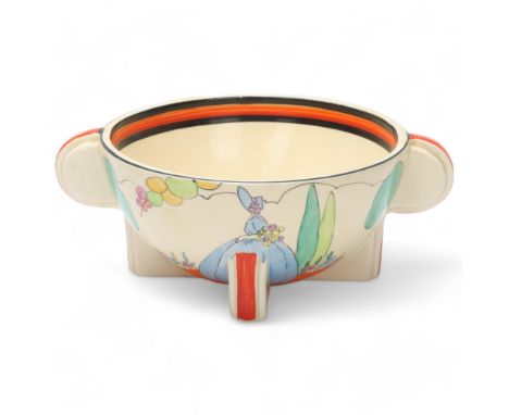 Clarice Cliff Idyll 2-handled bowl, circa 1935, diameter excluding handles 14.5cmGood condition, no chips cracks or restorati