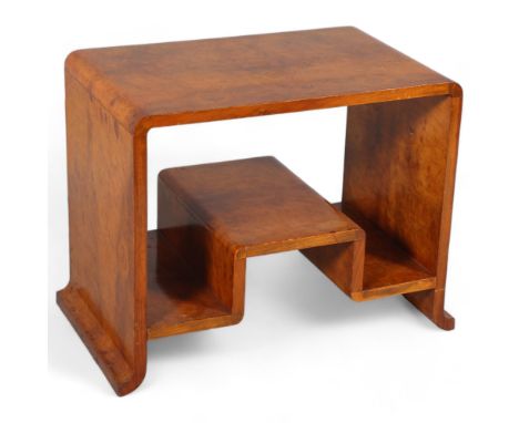 Art Deco maple occasional table, circa 1920s, with stepped under-tier, 61cm x 38cm, height 51cmSome light surface scratching,