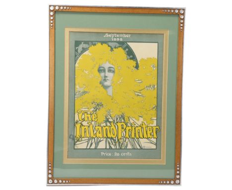 The Inland Printer (cover) September 1898, original lithograph, image 30cm x 22cm, framedVery good condition 