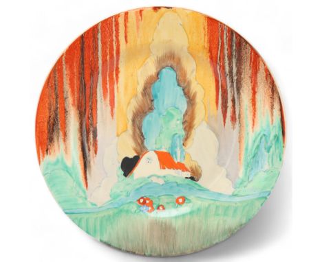 Clarice Cliff Forest Glen pattern plate, circa 1935, diameter 25.5cm, impressed date marksGood condition, no chips cracks or 