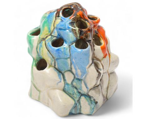 Clarice Cliff Bizarre Art Deco flower frog, circa 1930, height 10cmGood condition, no chips cracks or restoration 