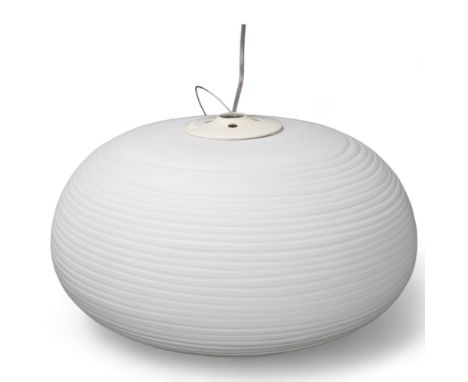 A Foscarini "Rituals" white glass pendant lamp, with white metal ceiling rose, diameter approx 35cm, shade height 21cmGood co