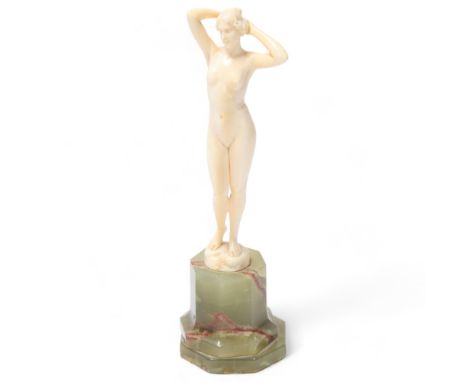 Art Nouveau simulated ivory Classical nude on onyx base, unsigned, height 18cmGood original condition 