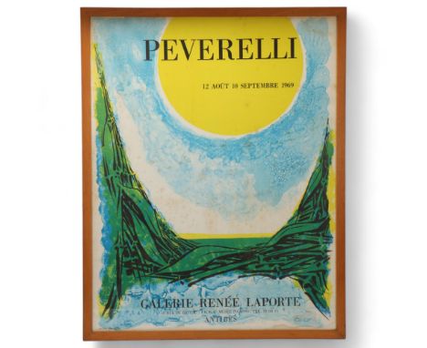 A 1969 French exhibition litho print poster for Peverelli, at Gallerie Renee Laporte, Antibes, pencil inscription bottom left