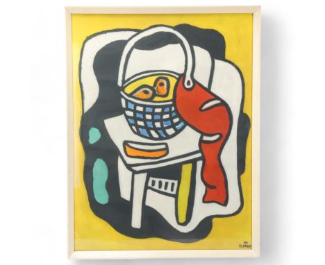 After Fernand Leger, a 1960's print of "the Blue Basket" 1949,  63 x 48cm, framedGood condition 