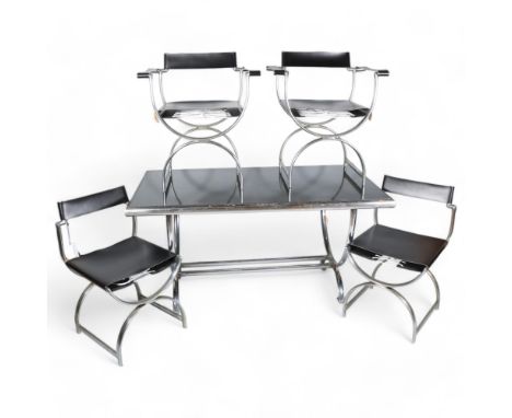 AMBROSE HEAL, a rare Heal’s, 1930s Art Deco or modernist dining suite comprising table, 2 armchairs and 2 side chairs, all wi