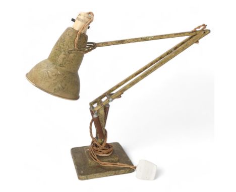 A Herbert Terry Anglepoise lamp, original mottled paintwork, with two-step base, makers stamp, approx height 85cmSome paint c