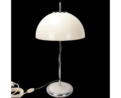 A mid century adjustable table lamp, with acrylic shade on chrome stem and base, height 58cmCracks in shade and some fading/s
