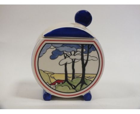 A WEDGWOOD CLARICE CLIFF COLLECTION BIZARRE LIDDED POT