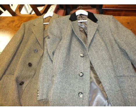 TWO GENTS VINTAGE TWEED WOOLLEN COATS BY DAKS OF LONDON AND MANFORD (2)