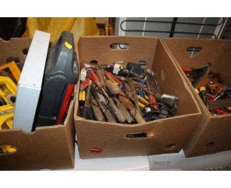 THREE BOXES OF HAND TOOLS ETC