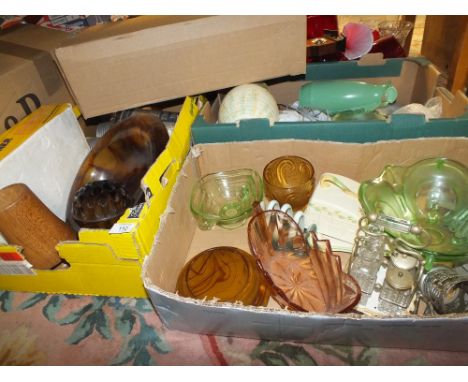 A QUANTITY OF ASSORTED GLASSWARE, CERAMICS ETC. TOGETHER WITH A  BAROMETER 
