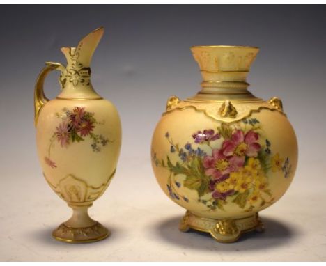 Royal Worcester shape 1257 Blushware vase having stylised foliate decoration, base with printed marks and date code for 1912 