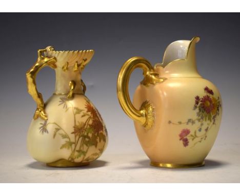 Royal Worcester shape 1507 Blushware jug having typical foliate decoration, the base with printed marks and date code for 189