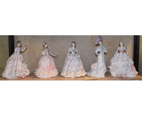 Five Royal Worcester limited edition figures - The Fairest Rose, The Masquerade Begins, The Last Waltz, Lady Violet and Royal