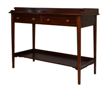 Victorian mahogany tray top washstand fitted two drawers with shaped shelf below   Condition: 