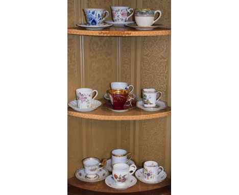 Collection of decorative coffee cups and saucers by Limoges, Richard Ginori, Rosenthal, Royal Worcester and others   Conditio
