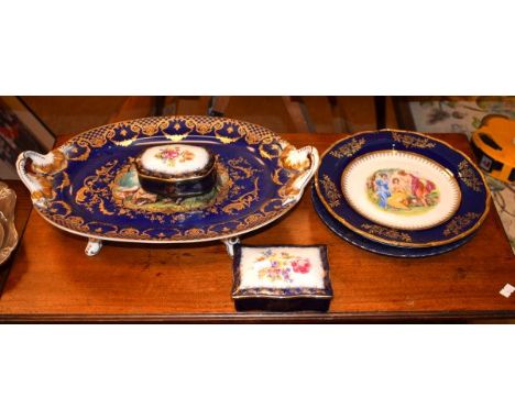 Vienna style oval platter and a quantity of cabinet plates and trinket boxes etc   Condition: 