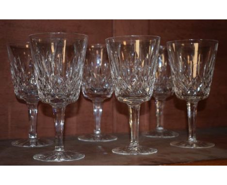 Set of six Waterford crystal Lismore pattern goblets (part shelf)   Condition: 