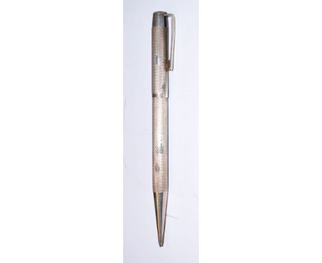 Engine turned silver Yard-O-Led propelling pencil, hallmarked for London 1963, cased   Condition: 