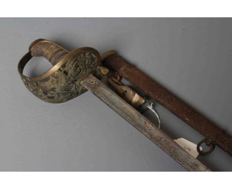AN 1857 PATTERN ROYAL ENGINEERS OFFICER'S SWORD by F. W. Flight of Winchester, the 33" barrel etched with maker's mark, crown