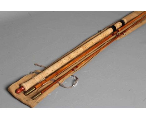 AN R. CHAPMAN &amp; CO. 500 DE-LUKES (sic) SPLIT CANE FISHING ROD, three piece including handle, with red whippings and origi
