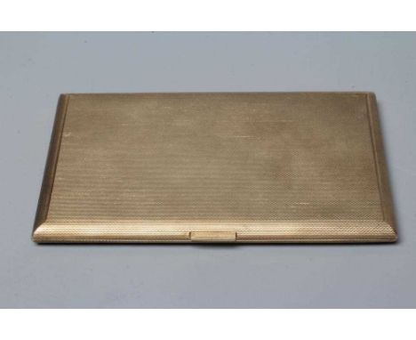 A 9CT GOLD CIGARETTE CASE by Kurt Weiss Ltd., London 1963, of plain oblong form with all-over engine turning, 5 1/4" x 3 1/4"