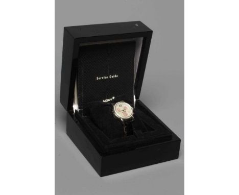A LADY'S MONTBLANC DIAMOND ARTISAN MEISTERSTUCK CHRONOGRAPH, the mother-of-pearl dial with three further small dials and date