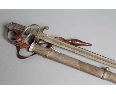 AN 1821 PATTERN ARTILLERY OFFICER'S SWORD by W. W. White of Woolwich, the 34 1/2" blade etched with "HM" initials, Volunteer 
