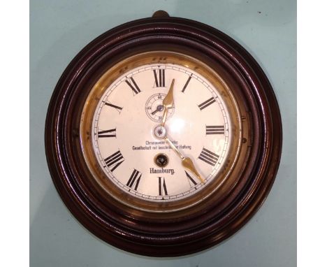 A German marine timepiece, the white enamel 6'' dial with seconds subsidiary, inscribed Chronometer-Werke Gesellschaft mit be