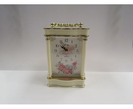 Huaba Quartz Vintage Rose alarm clock, floral white gold handle, 12 x 8 x 6cm, model HB509