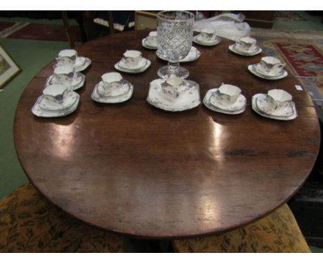 A circa 1800 oak oval top drop leaf gate-leg dining table on tapering turned legs with single end cutlery drawer, approximate