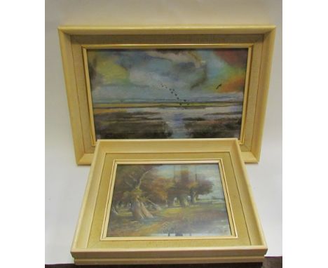 PAGETT AODA 1966 ISLA: Pastel depicting a pond at the edge of a wood.  Framed and glazed 22.5cm x 18.5cm, together with a pas