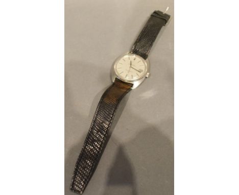 An Omega Constellation Chronometer Automatic Stainless Steel Cased Gentleman's Wrist Watch with leather strap 