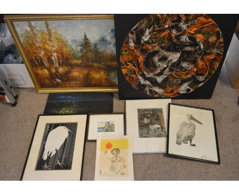 After Calder, A Small Coloured Print together with various other Pictures and Prints 