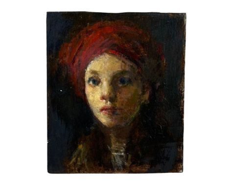 Face of an Eastern woman - Artistic sketch, oil on panel, 20th century, Italian school, depicting a face of an Eastern woman.