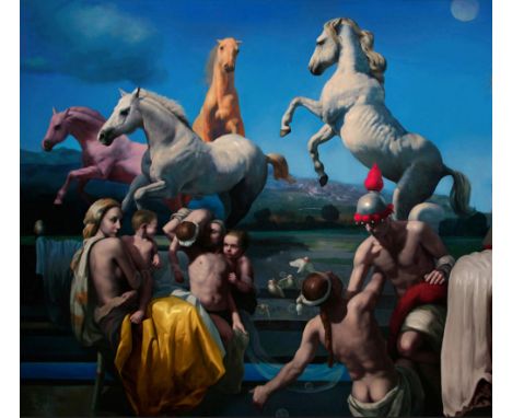 "White Magic" - Salvatore Testa - Oil painting on canvas, Italian school, depicting "White Magic". Dimensions: 250x230 cm. Wo
