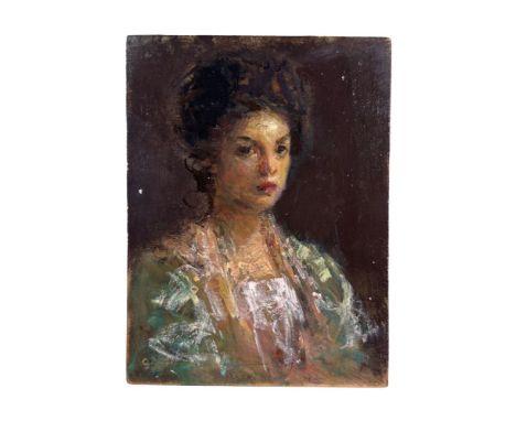 Portrait of a woman - Artistic sketch, oil on panel, 20th century, Italian school, depicting a portrait of a woman. Dimension