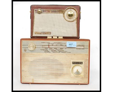 A vintage Phillips radio along with a Voxson transistor Sportsman 60 radio
