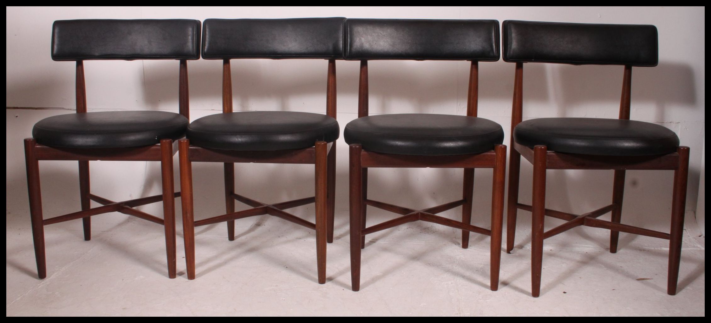 A Set Of 4 Kofod Larsen Dining Chairs For G Plan Dining Chairs Raised On Turned And Tapered Legs