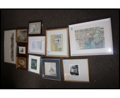 A collection of paintings by Chamberlain. To include Venetian  watercolour, watercolour street scene painting, countryside pa