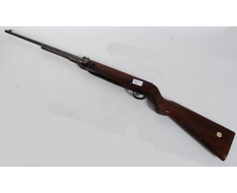 A good vintage Webley MK3 .22 air rifle having a good stock with barrel marked notation for Webley etc. L110 cm 