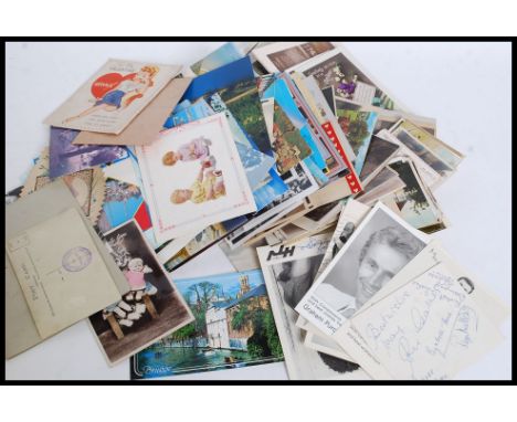 A small collection of assorted vintage postcards to include some vintage valentines cards (one to ' My Valentine In The Force
