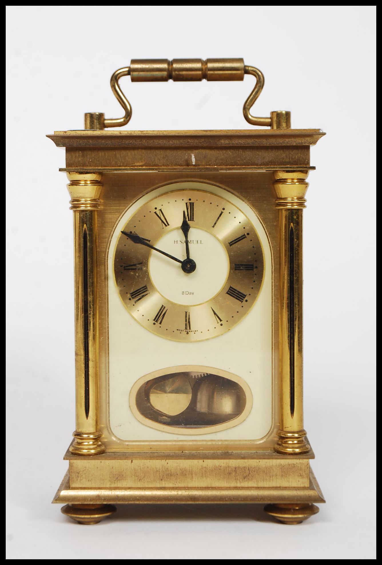 A good large H.Samuel brass 8 day carriage clock. The movement striking