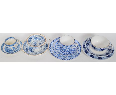 A collection of 19th century blue and white china to Royal Crown Derby Wilmot pattern, Royal Worcester blue and white etc