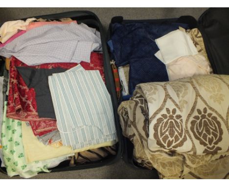 TWO SUITCASES OF VINTAGE TEXTILES ETC 